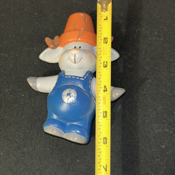 Ceramic cracked pot Moose/deer with Orange Hat and Blue Overalls - Picture 7 of 8